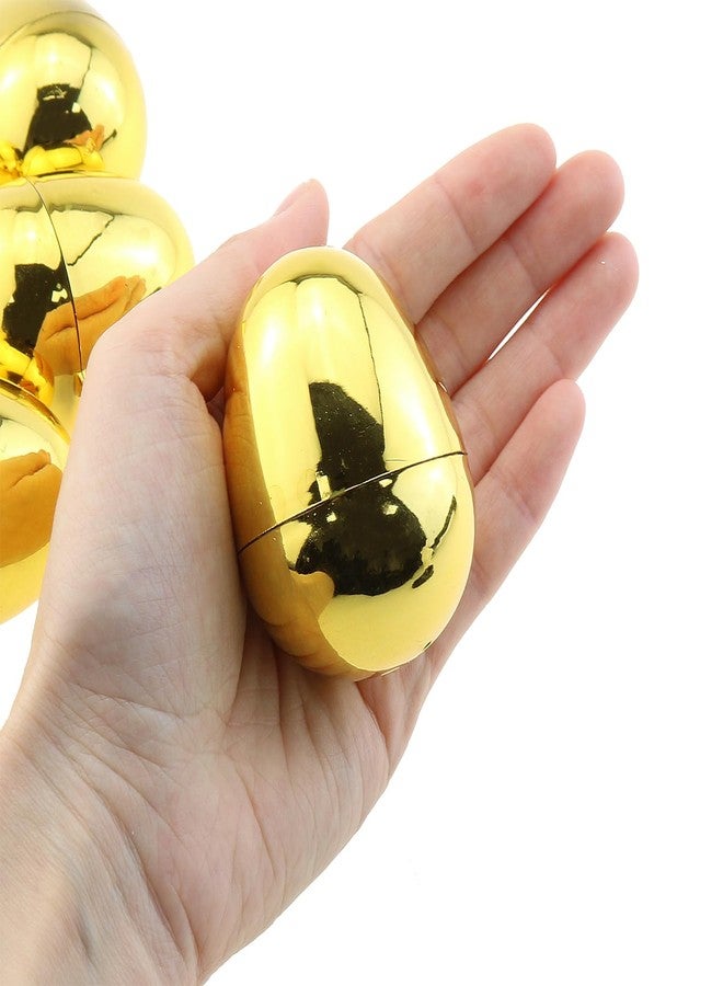 ZZHXSM ١٢ بيضة عيد الفصح الذهبية، بيض بلاستيكي قابل للتعبئة، بيض عيد الفصح فارغ، لعبة البحث عن بيض عيد الفصح، هدايا للحفلات، حشوات سلال، حفلات عيد الفصح، مناسبات الشركات، الحرف اليدوية - Image 5